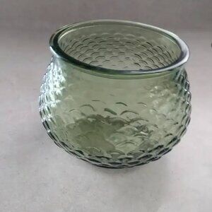 E.O. Brody USA Green Glass Vase, Fish Scale Pattern G100
